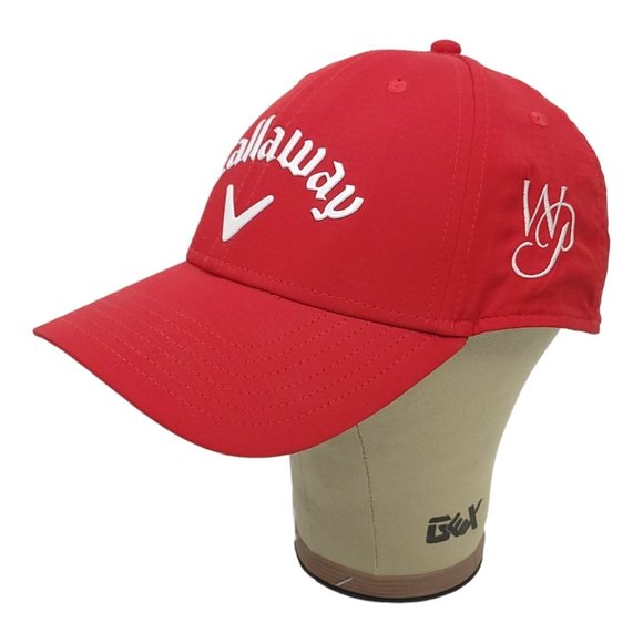 Callaway Metallic Logo Adjustable Strapback Golf Cap Baseball Trucker Hat Red - Picture 2 of 12